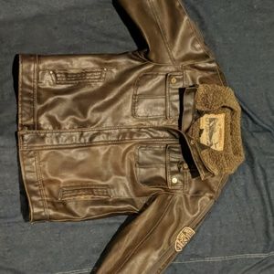 Hawke & Co Leather Bomber Jacket Youth